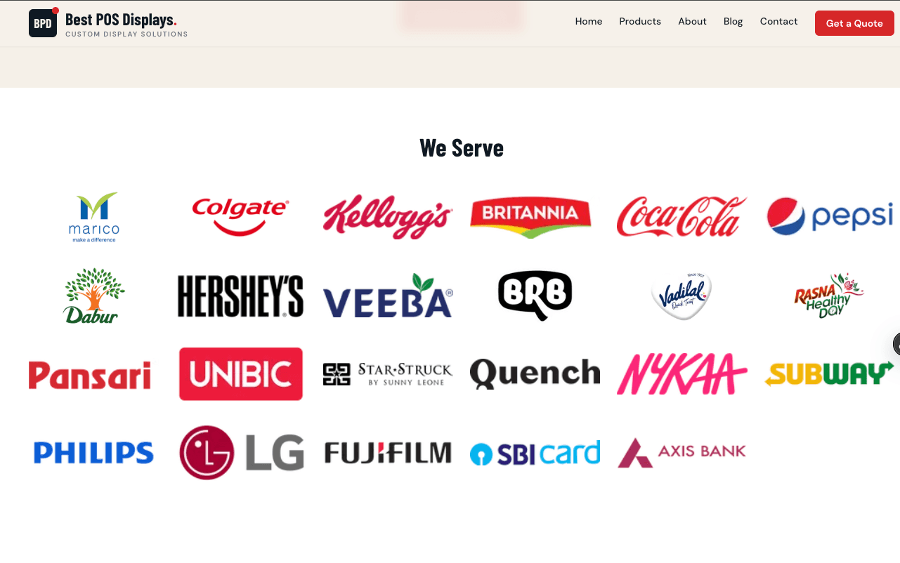 Best POS Displays client and brand logo section