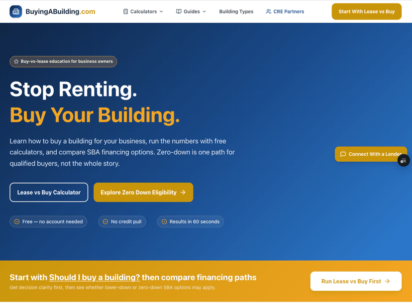 BuyingABuilding calculator flow screenshot